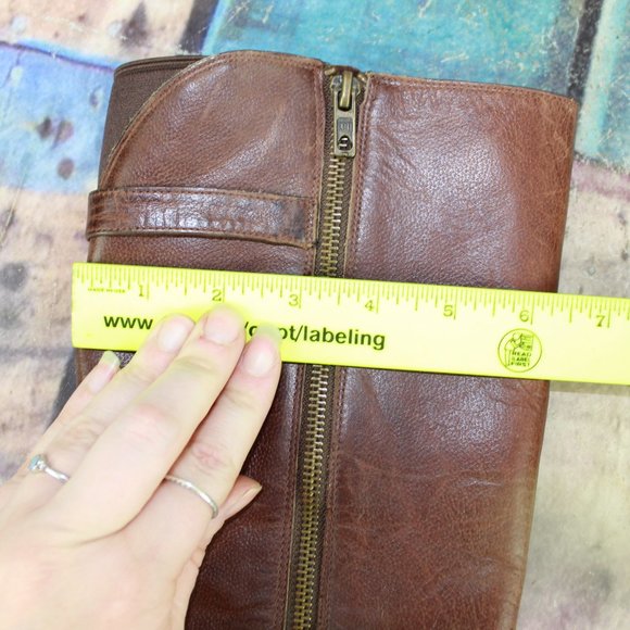 Cole Haan Air Petra Brown Leather Buckle Belt Side Zip Tall Riding Boots 6 B - Picture 7 of 9